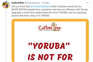 The fashion retailer, Timbuktu, in hot water for trademarking the phrase, Yoruba