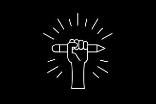 An icon shows a raised fist holding a pencil.