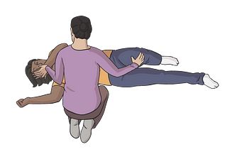 Recovery position for an unconscious adult