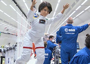 Mattel’s new ESA astronaut Samantha Cristoforetti Barbie doll was sent on a zero-g parabolic flight to mark World Space Week and its theme this year of “Women in Space.” (Image credit: ESA/Mattel)