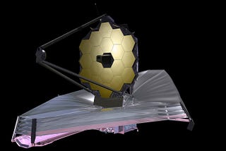A view of the James Webb Space Telescope showing the sunshield and beryllium mirrors