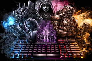 Image of gods behind a keybord ready to join the battle in E-sports tournaments hosted on GUSTakes