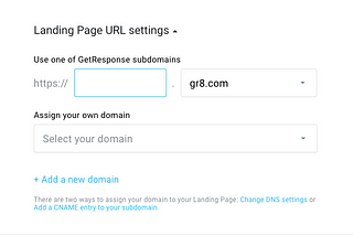 How do I assign my domain to the landing page in GetResponse?