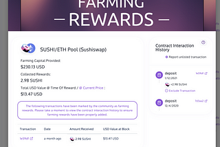 Introducing Farming Rewards History