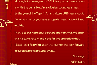 🎉Dear UFIN’s beloved partners and community,🎉