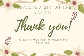 Appreciation Moment for Sir Aftab Aalam