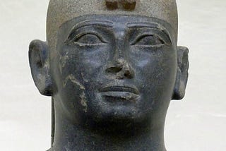 Nubian ruler Taharka, the top part of his statue found in Kerma Museum in Sudan.