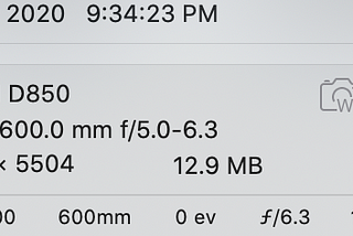 Here are the settings on the Nikon D850 while in Manual mode.