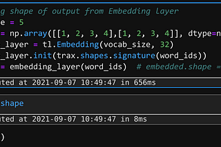 Embedding layer in Trax