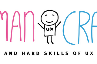 A hand drawn image of a person standing between the words “human” and “craft”.