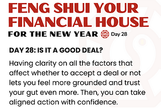 Feng Shui Your Financial House — Day 28