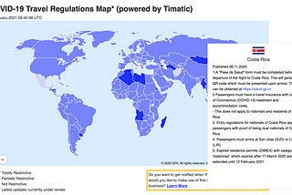 Travelling during Covid-19 restrictions: Costa Rica