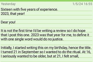 16 with 5 years of experience.