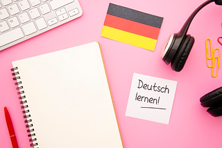 German flag with notebook