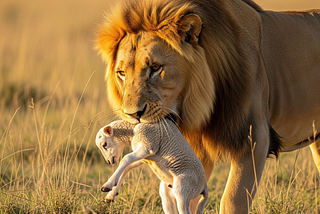 A lion and a lamb