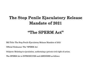 Please Consider Sponsoring The SPERM Act