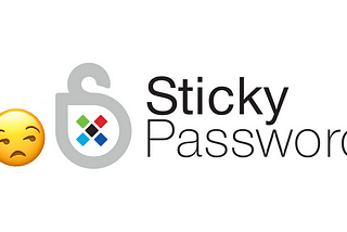 Sticky password’s logo with a “meh” emoji next to it