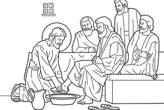 A sketch of Jesus washing the feet of His Disciples
