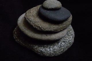 flat stones stacked, larger to smallest on top