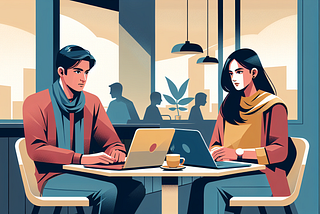 a copuple working on their business in a coffee shop
