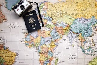 Passport, map, world