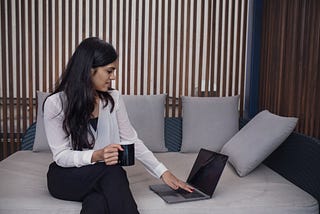 Woman working on laptop
