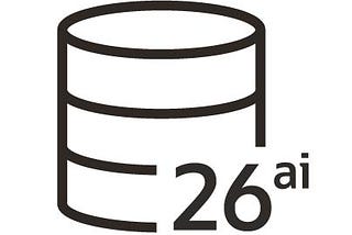Oracle’s traditional cylindrical database icon (mimicing a stack of disk platters and also Oracle’s headquarters building design) with the wording “26ai” overlaid.