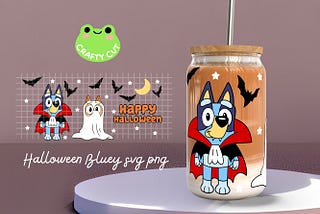 Blue Dog and Friends Halloween Costume Wrap SVG PNG| Instant Download SVG File| Spooky Cartoon Dog Wrap