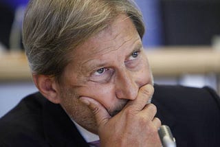 In the name of Democracy and Progress, EU Commissioner Johannes Hahn asks of Macedonia what he…