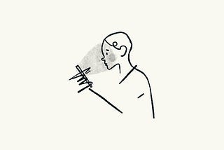 Line drawing of a person looking at their phone