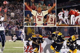 Randy Moss, Marcus Camby, 2003 Red Sox, and 2013 Boston Bruins