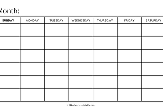 Printable Blank Monthly Calendar Template. Add Social Media Posting Plan in the calendar template.