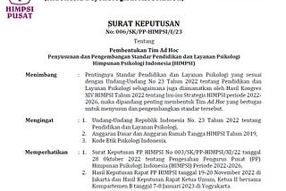 Tim Ad hoc Standar Pendidikan dan Layanan Psikologi