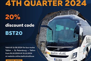 20% discount on bus tickets Tallinn — St. Petersburg — Tallinn