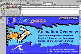 Future Splash animator in-software tutorial window