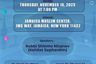 My Speech to the Jamaica Muslim Center Interfaith Meeting