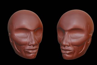 This image contains two heads from the left and the right side. I made a render of my sculptaire in Blender