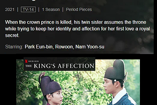 Netflix Series: Korean Drama: The King’s Affection (2021)