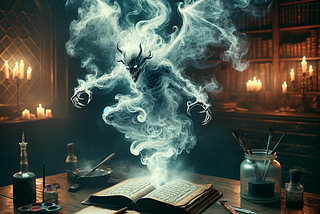 A Faustian demon has been summoned from a book in an alchemist’s library as a mythic medieval precursor to humanity’s eventual creation of artificial intelligence to do our bidding like we had expected demon imps to do.
