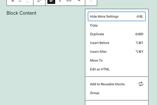 WordPress Gutenberg — Add visible Duplicate and Delete button above block