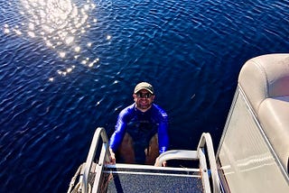 Max coming out of Bach Lake in New Hampshire