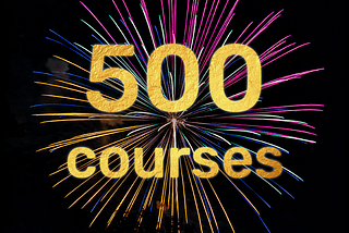 500 courses with firework background.