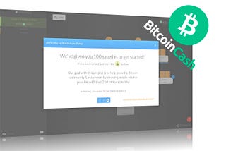Splash image that shows a screenshot of the Blockchain.poker interface, and the Bitcoin Cash logo.