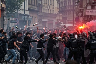 AI-Generated image of violent protestors