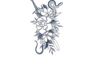 Tattoo Idea : A Sword Stuck In A Flower A Snake