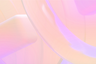 An abstract image of glass-like 3D UI elements in hues of pink and orange