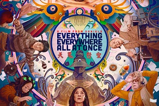 The marketing poster for the film Everything Everywhere All at Once featuring lead actress Michelle Yeoh.