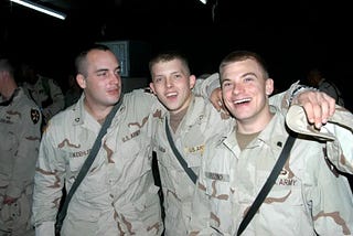 three US desert storm soldiers who volunteered to serve. (Veterans for Hire)