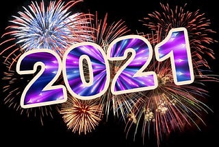 Happy New Year 2021 Banner with fireworks