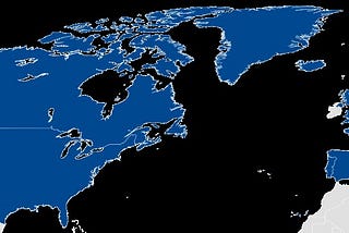 A map with NATO members in blue